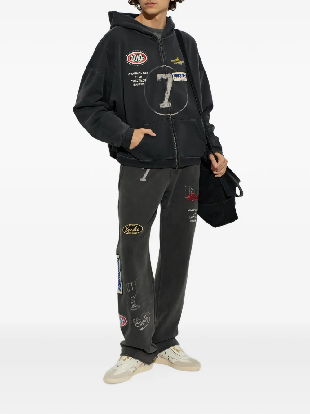 DUKE & DEXTER DR4 Eat Dirt hoodie met rits en grafische print Zwart