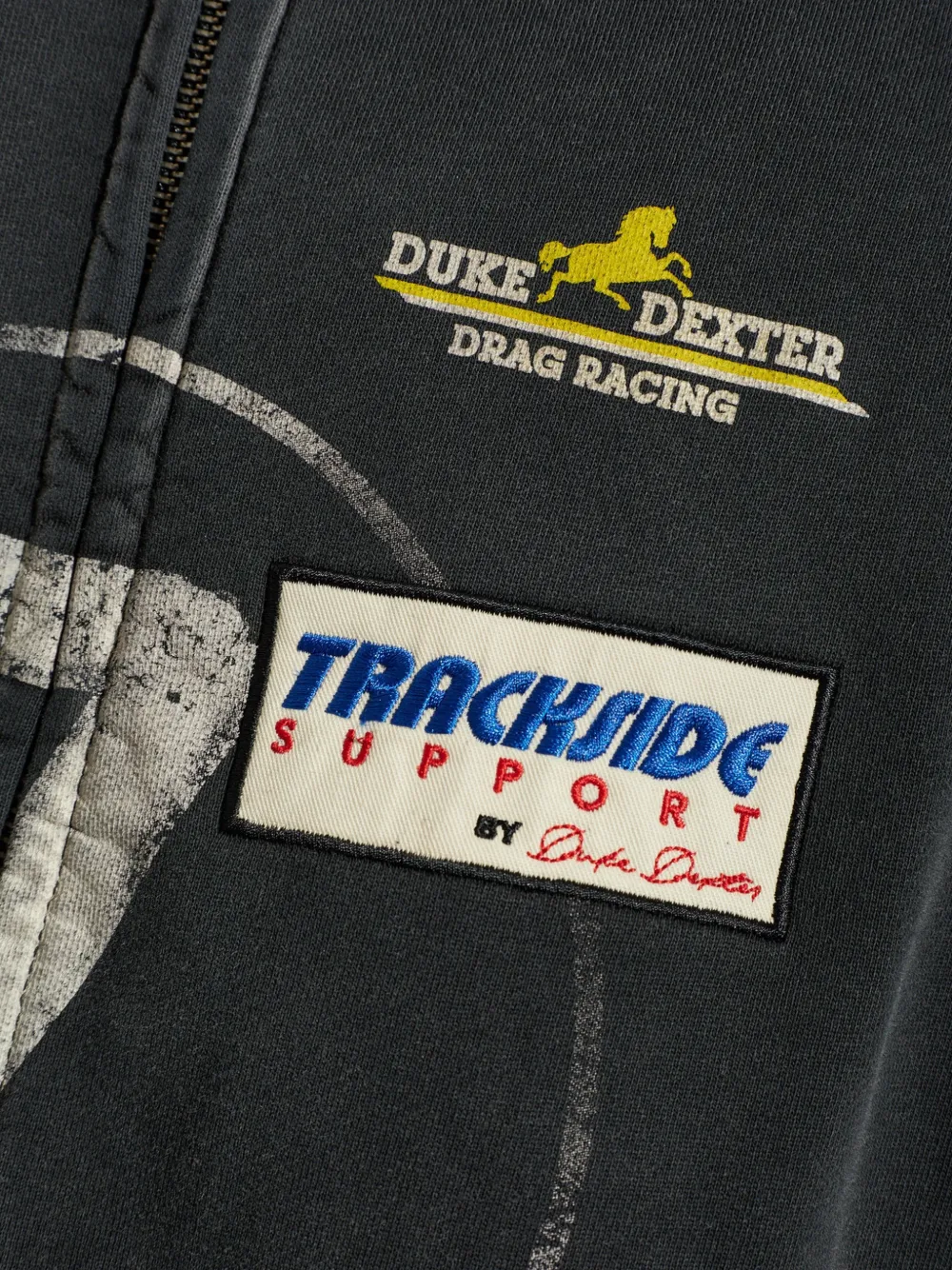 DUKE & DEXTER DR4 Eat Dirt hoodie met rits en grafische print Zwart