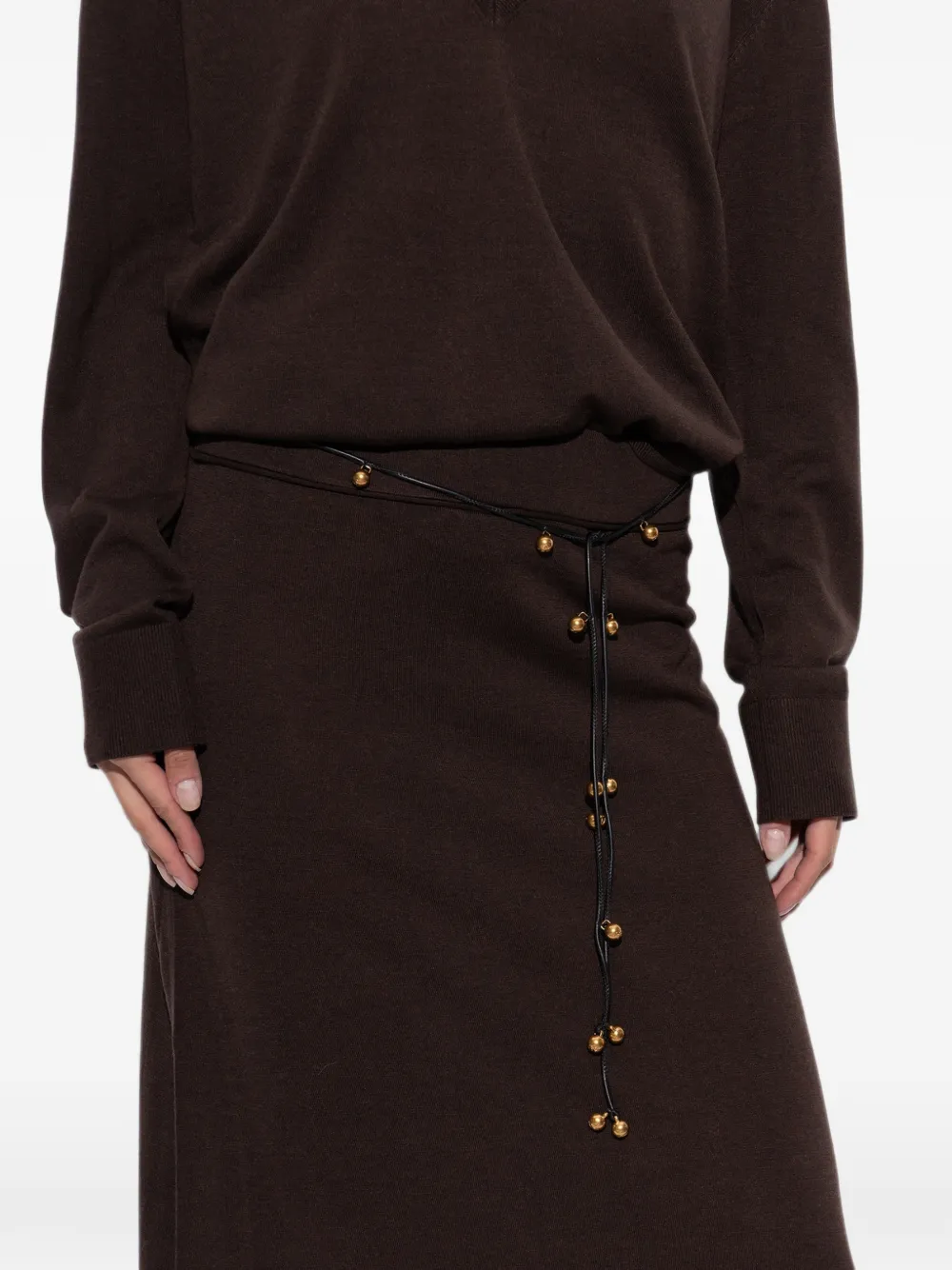 By Malene Birger Vella leren riem verfraaid met bedel Zwart