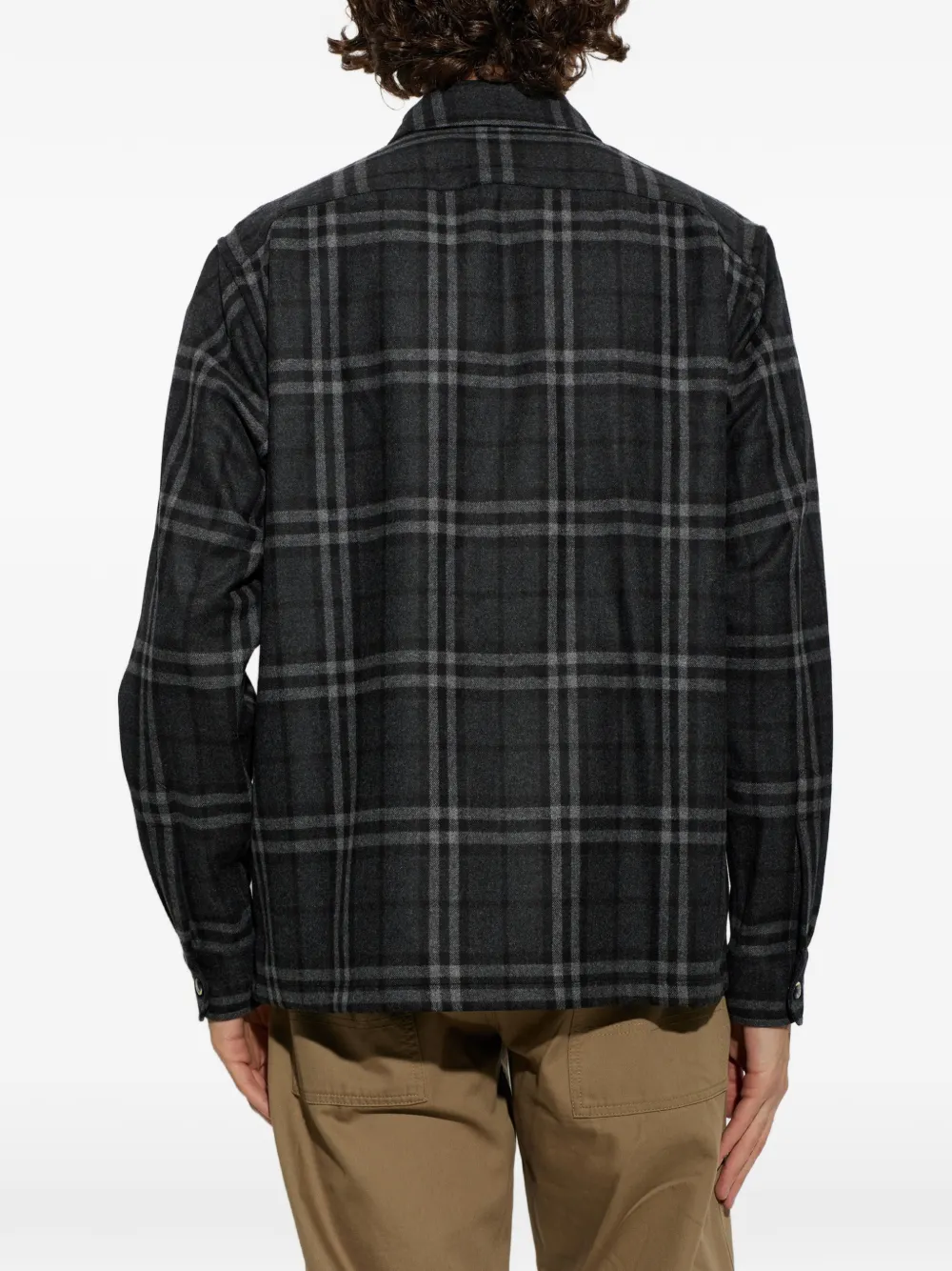 Burberry Geruit wollen kasjmier shirtjack Grijs