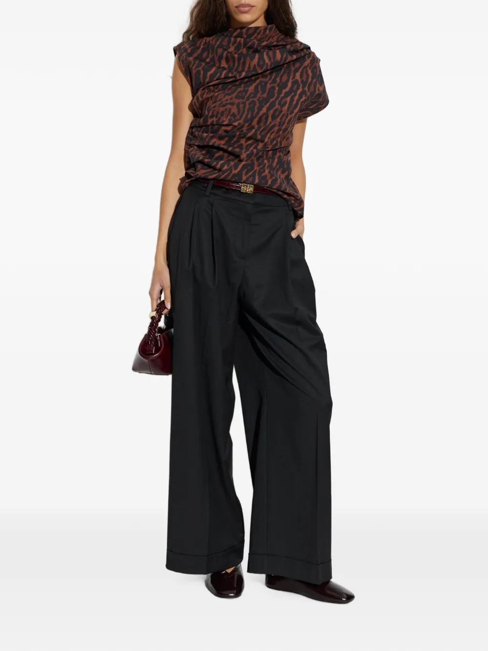 GANNI Top met luipaardprint Bruin