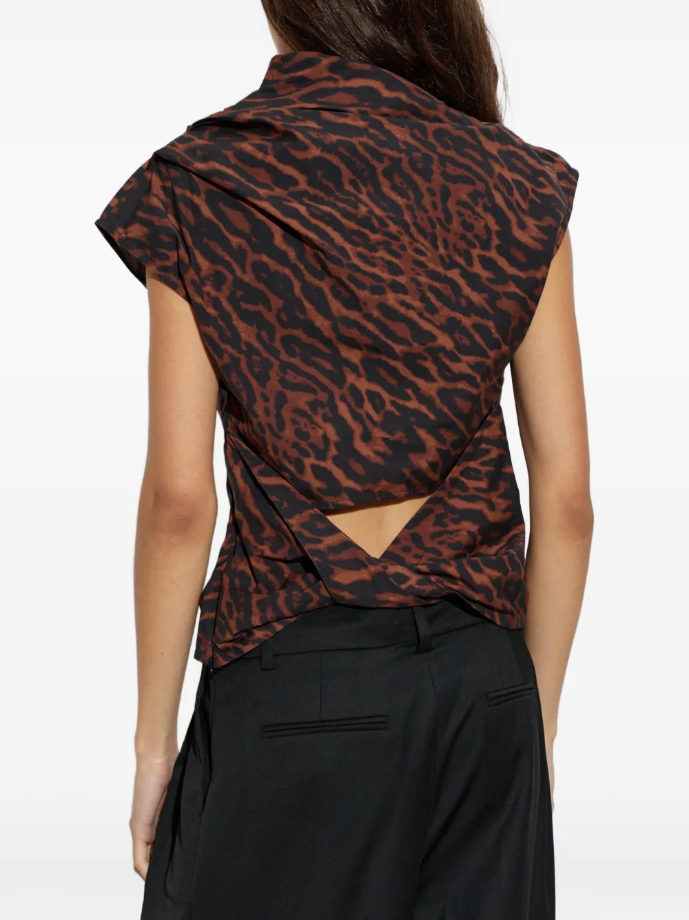 GANNI Top met luipaardprint Bruin
