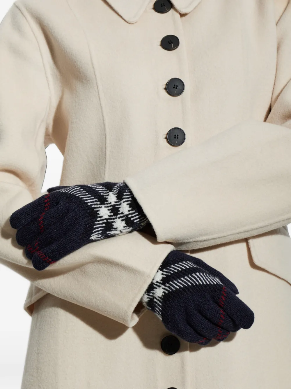 Burberry Geruite handschoenen van kasjmierblend Blauw
