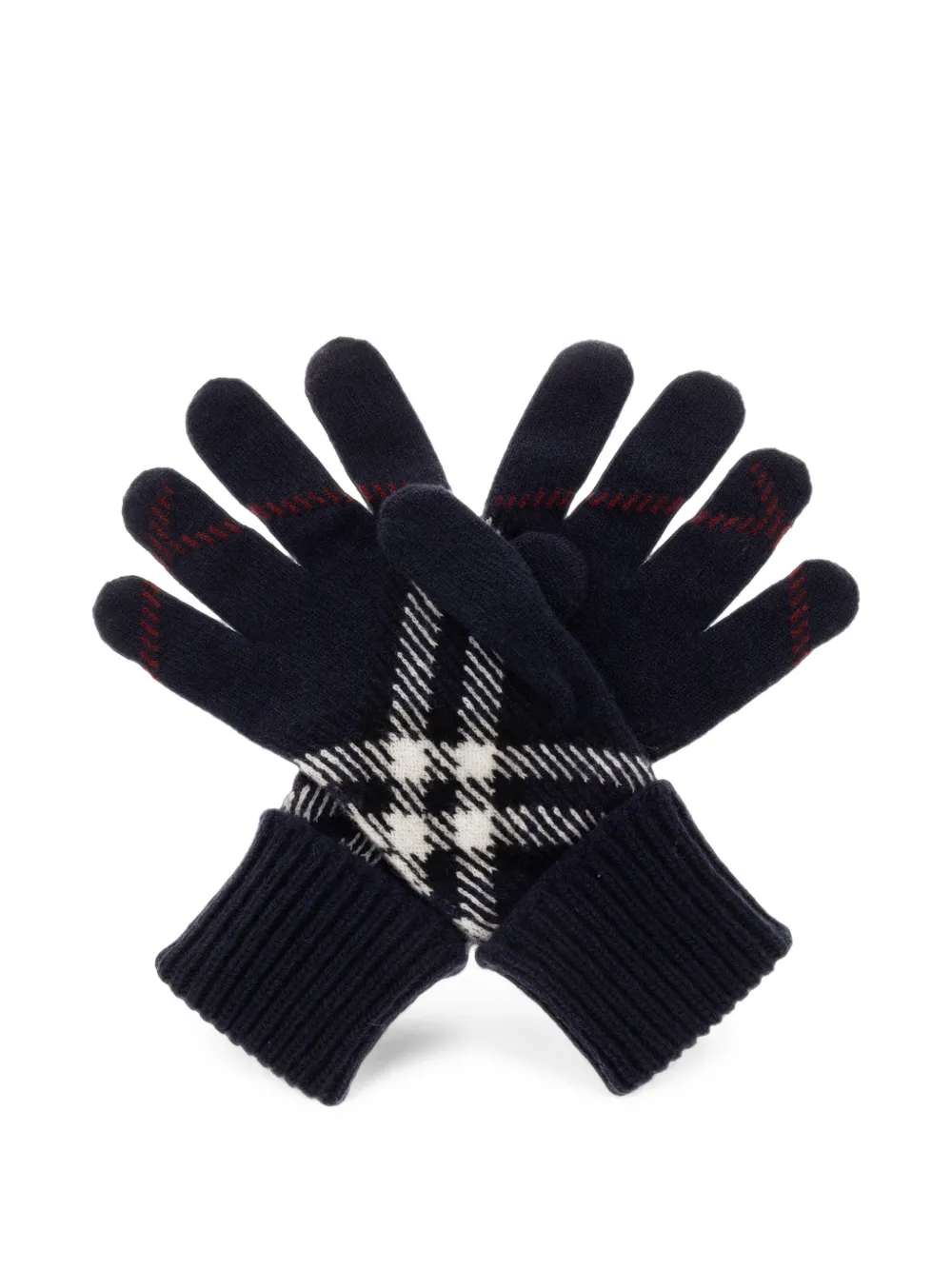 Burberry Geruite handschoenen van kasjmierblend Blauw