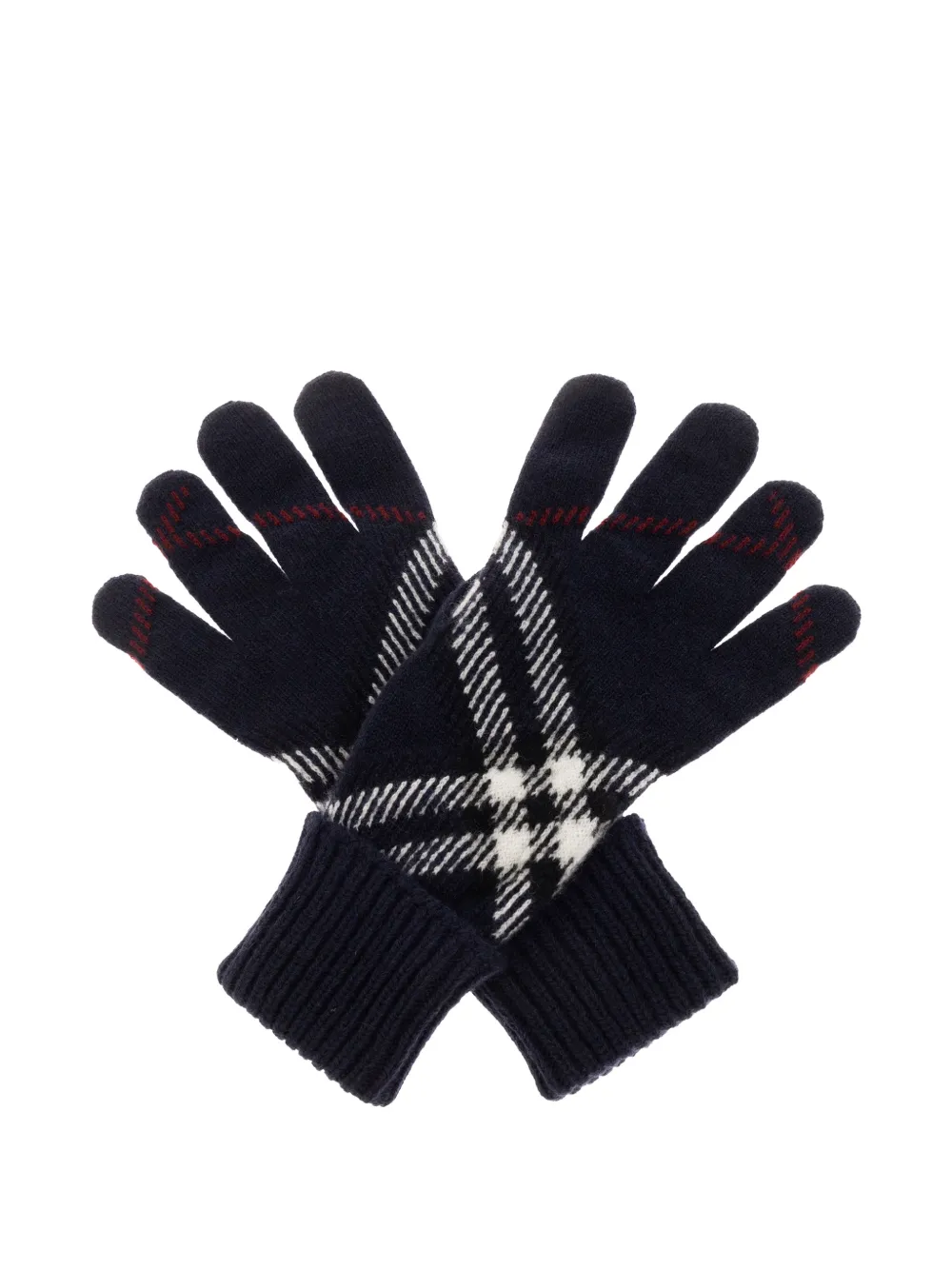 Burberry Check cashmere blend gloves - Blu