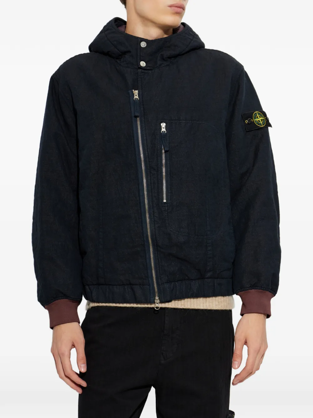 Stone Island 4100042 diagonaal katoenen TC wollen jack Blauw