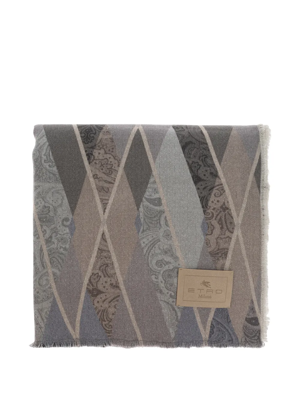 ETRO HOME couverture à motif cachemire et losanges en laine - Gris