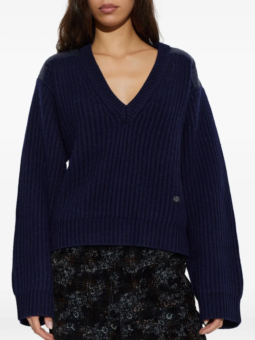 GANNI Ribgebreide trui Blauw