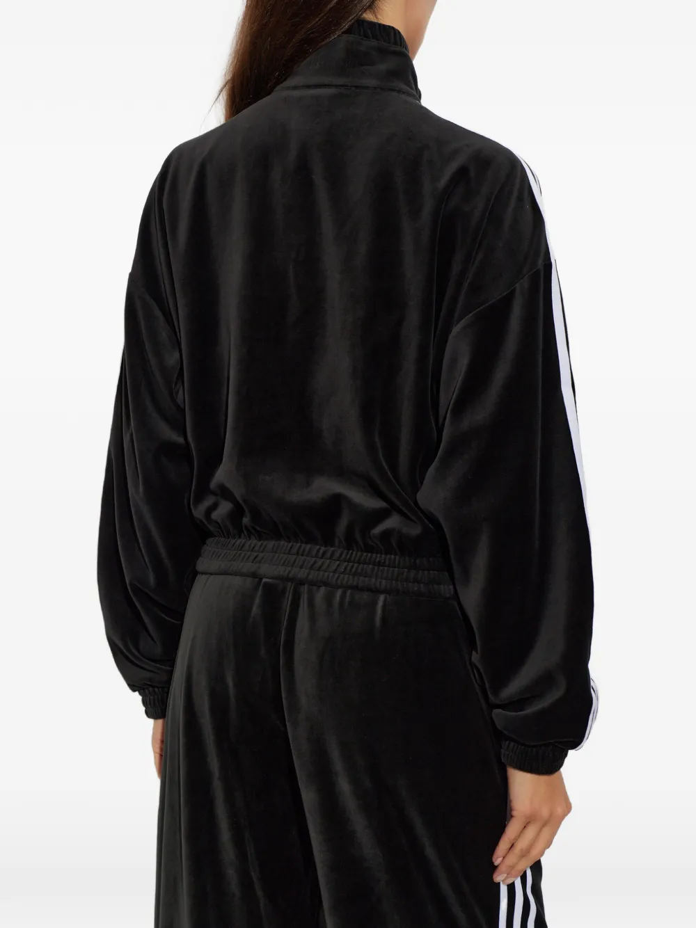 adidas Fluwelen sweater met streepdetail en rits Zwart