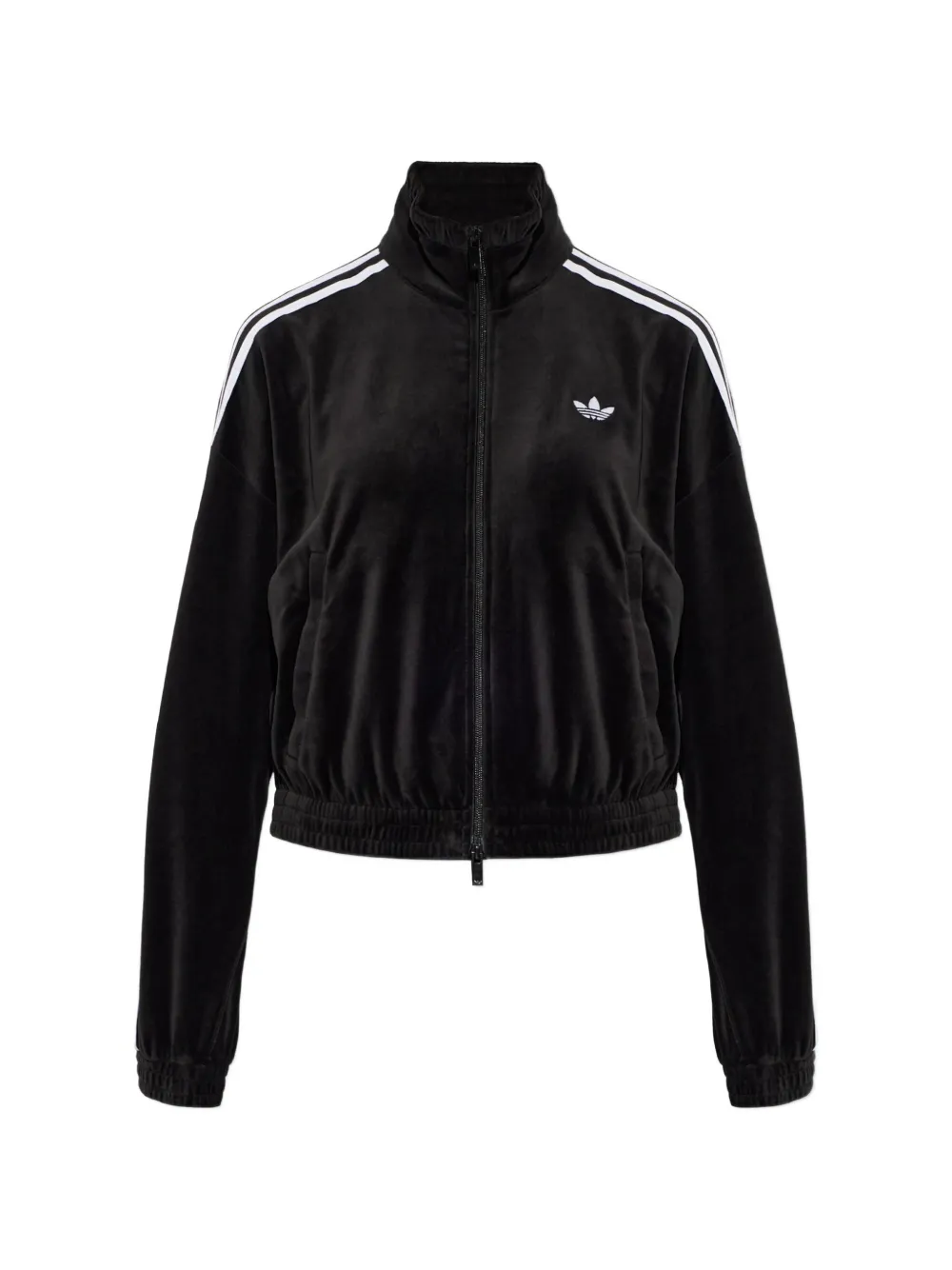 adidas velour stripe-detail zip-up sweatshirt
