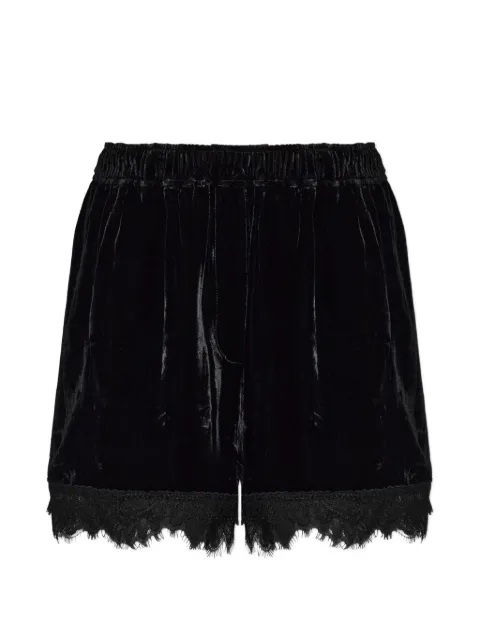 GANNI lace-trim velvet shorts