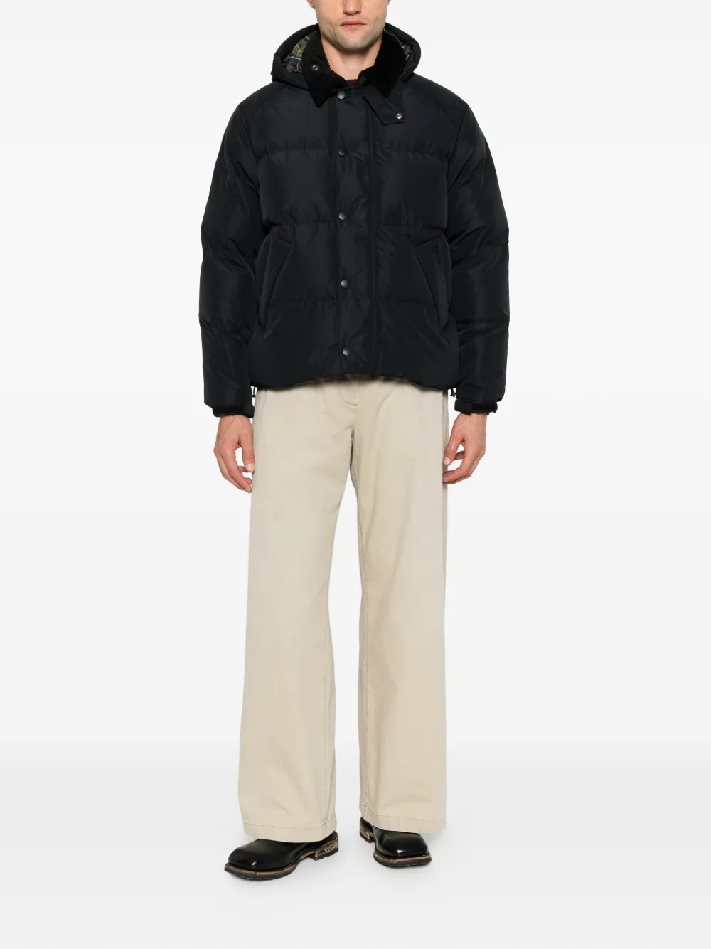 Barbour Transport quilted hooded jacket Zwart