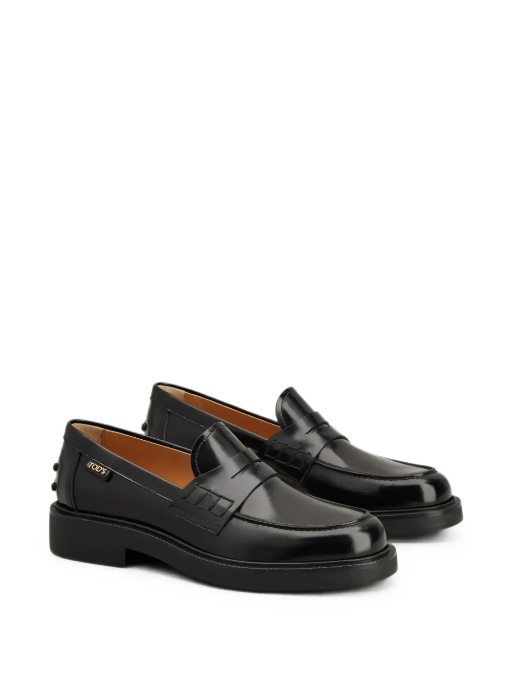 Tod's logo-plaque leather loafers - Nero