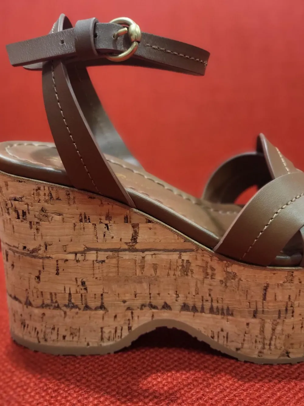 Sergio Rossi Havana cork wedge heel sandals - Braun