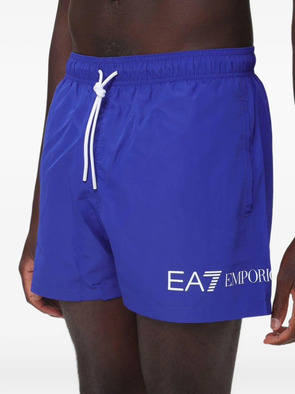 Ea7 Emporio Armani Zwembroek met logoprint en trekkoord Blauw