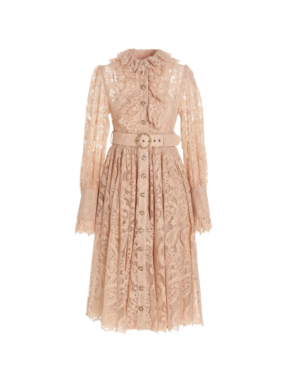 ZIMMERMANN Kaleidoscope ruffled lace midi dress Roze
