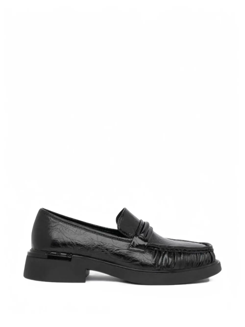TWENTY FOURHAITCH crinkled-effect penny-slot loafers - Nero