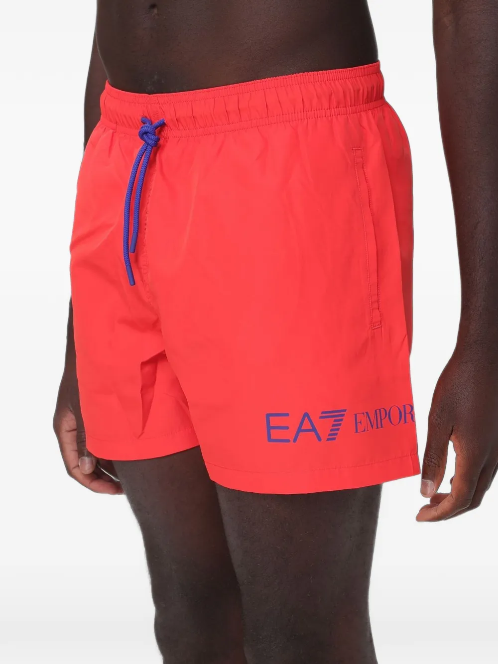 Ea7 Emporio Armani Zwembroek met logoprint en trekkoord Rood
