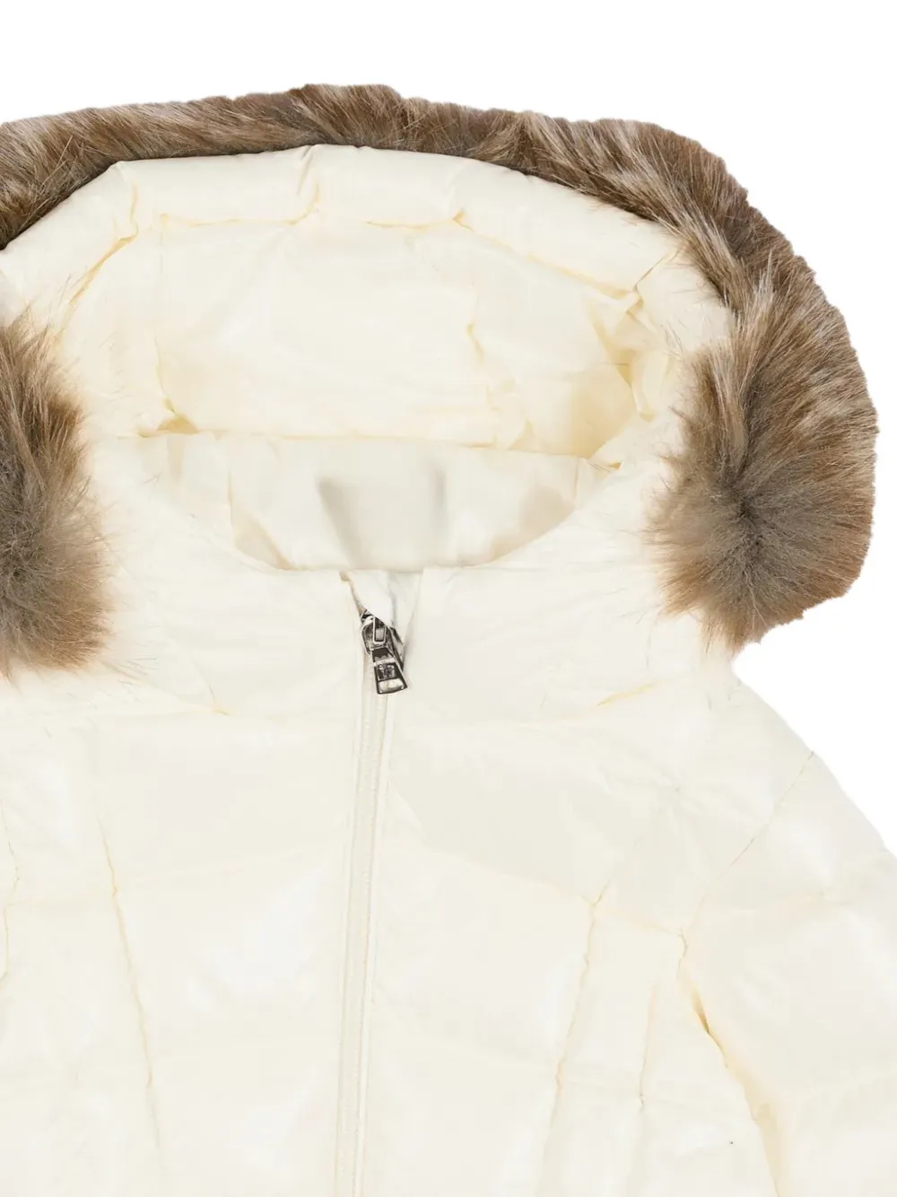 Moncler Enfant Gewatteerde mantel met afwerking van imitatiebont Wit