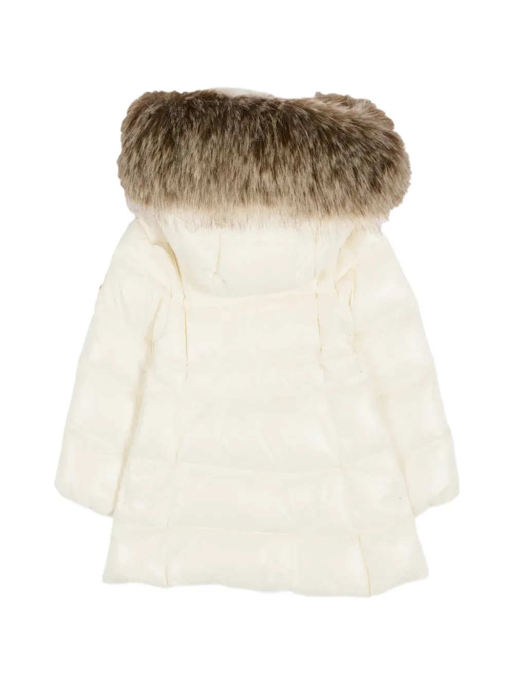 Moncler Enfant Gewatteerde mantel met afwerking van imitatiebont Wit