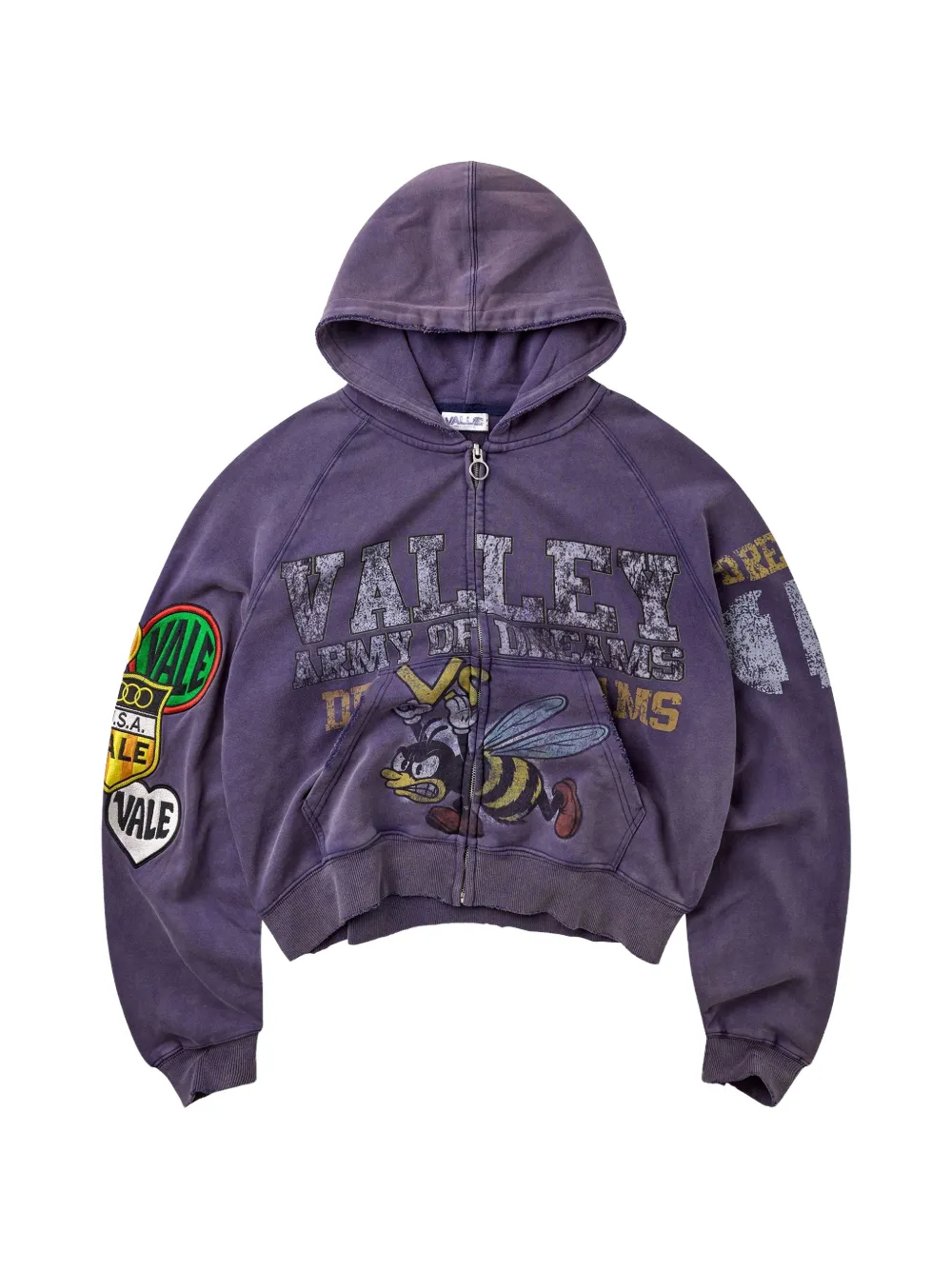 Vale Army logo-patch zip-up hoodie - Blu