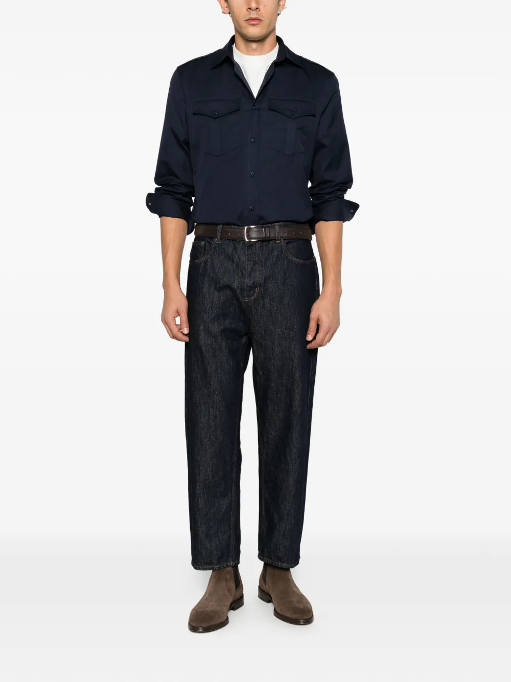 Brunello Cucinelli button-flap shirt Blauw