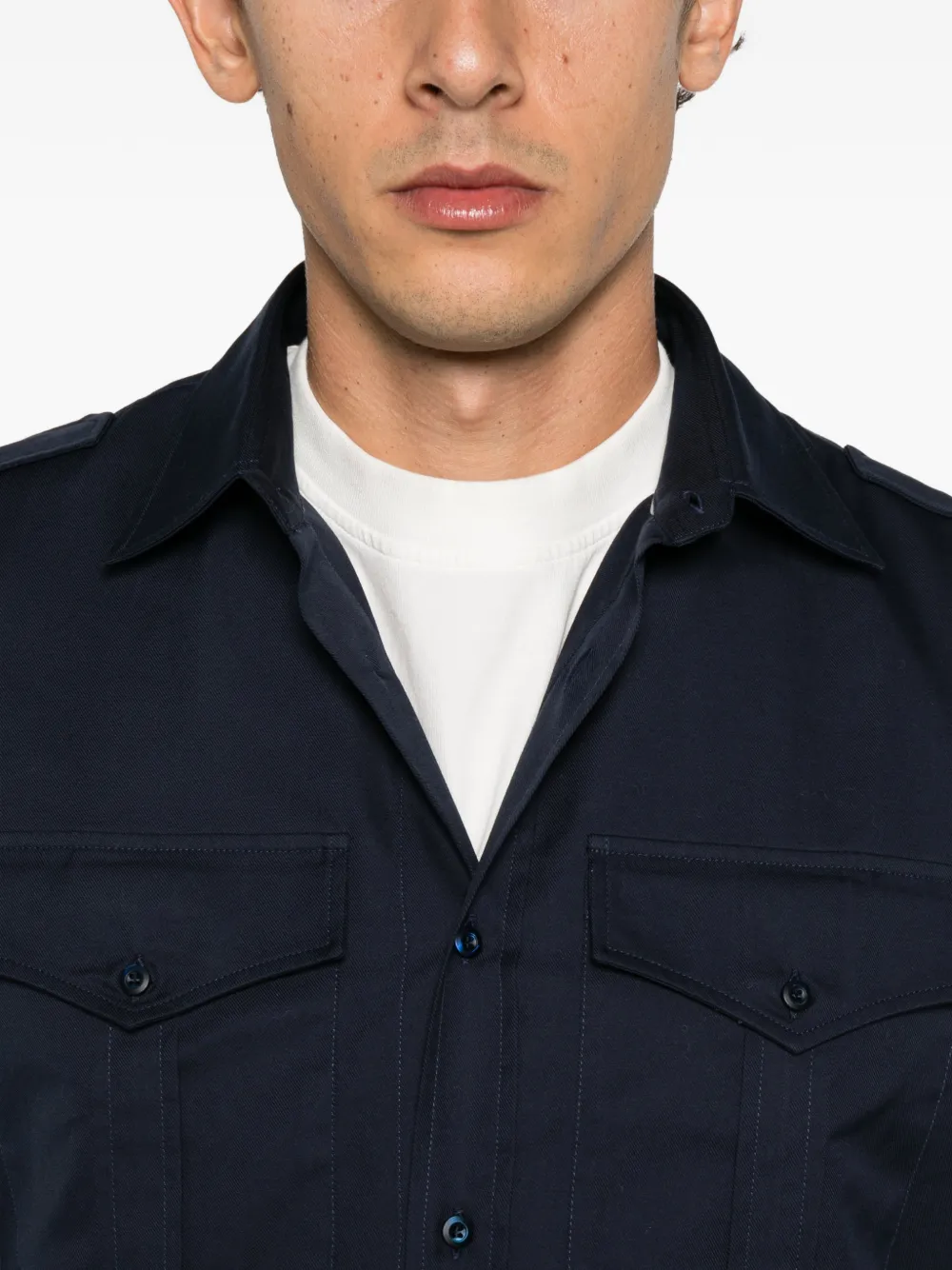 Brunello Cucinelli button-flap shirt Blauw