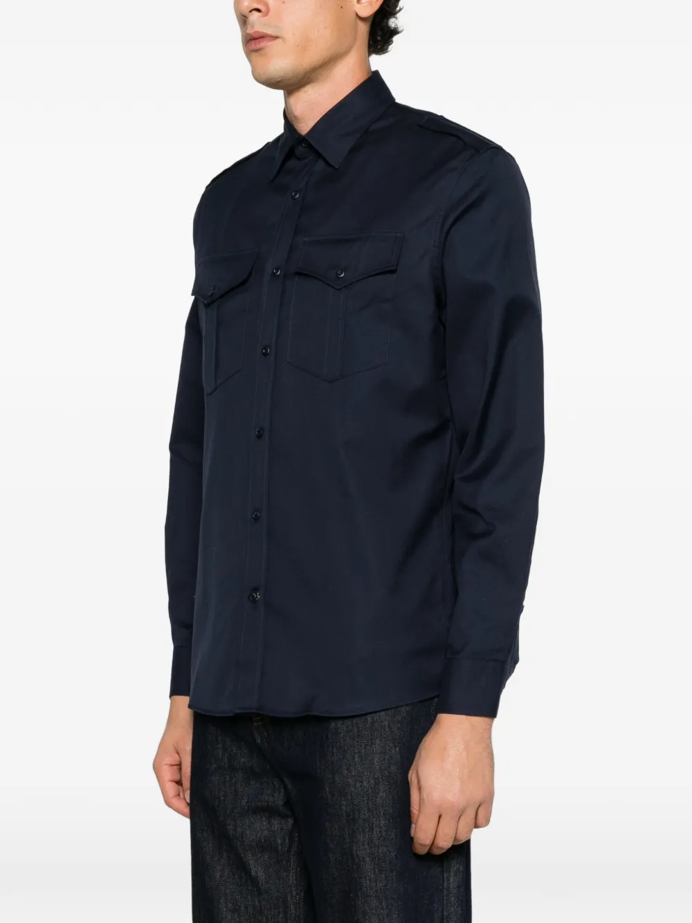 Brunello Cucinelli button-flap shirt Blauw