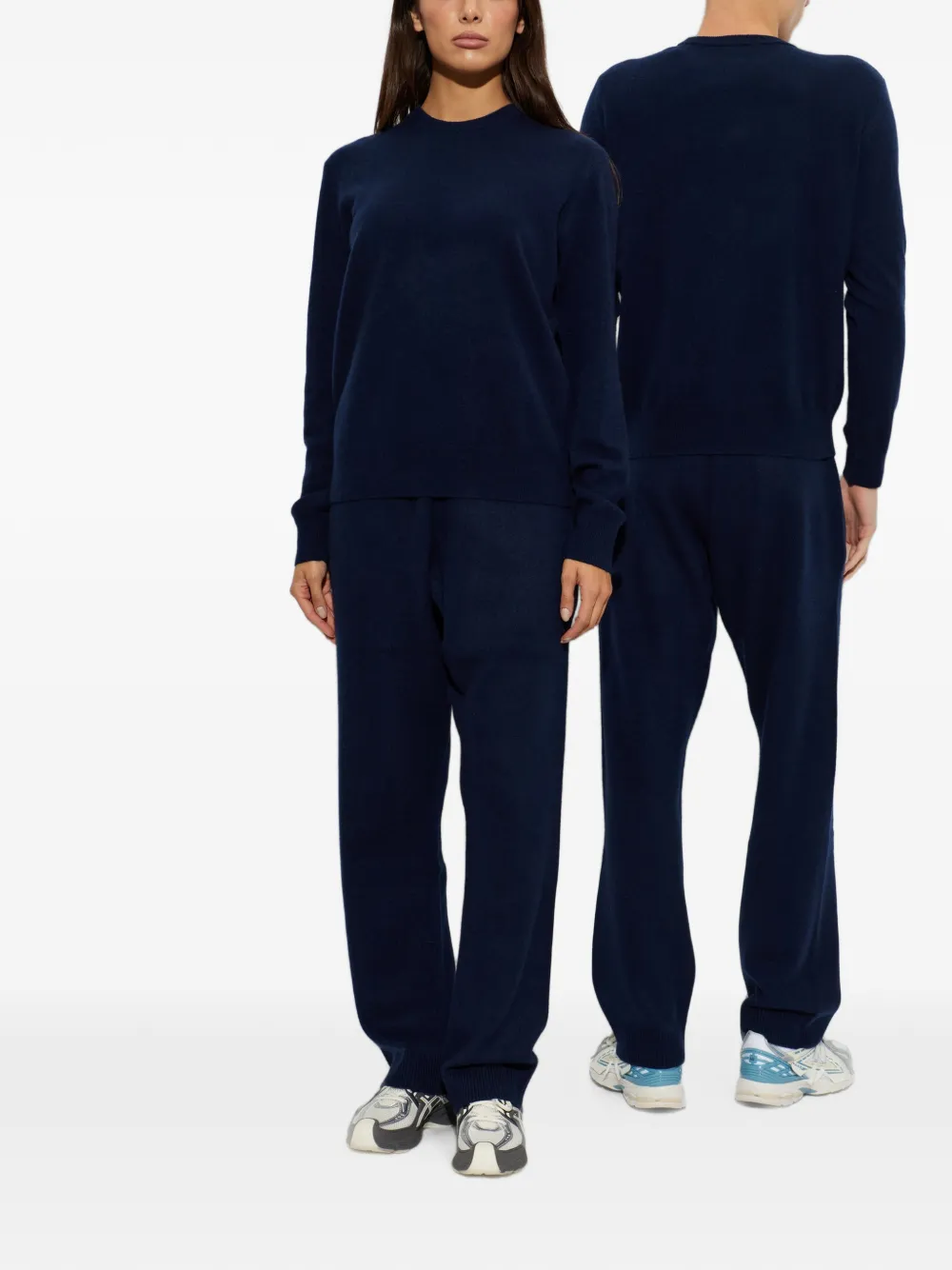 ENTIRE STUDIOS Ribgebreide trainingsbroek van wolblend Blauw