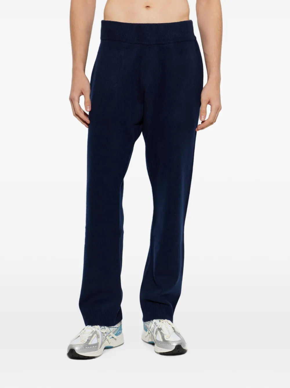 ENTIRE STUDIOS Ribgebreide trainingsbroek van wolblend Blauw