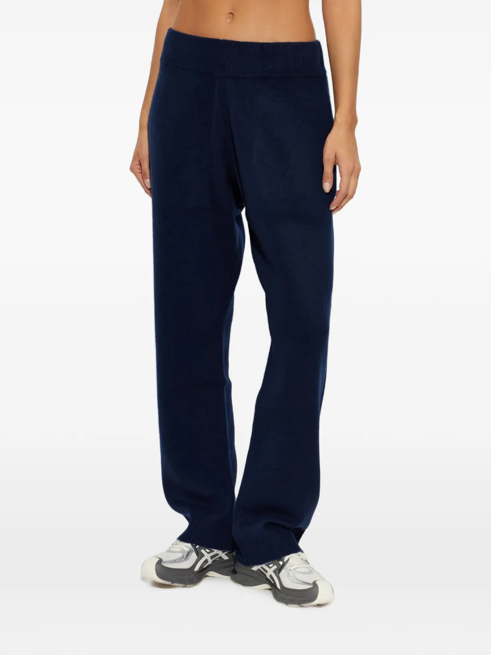 ENTIRE STUDIOS Ribgebreide trainingsbroek van wolblend Blauw