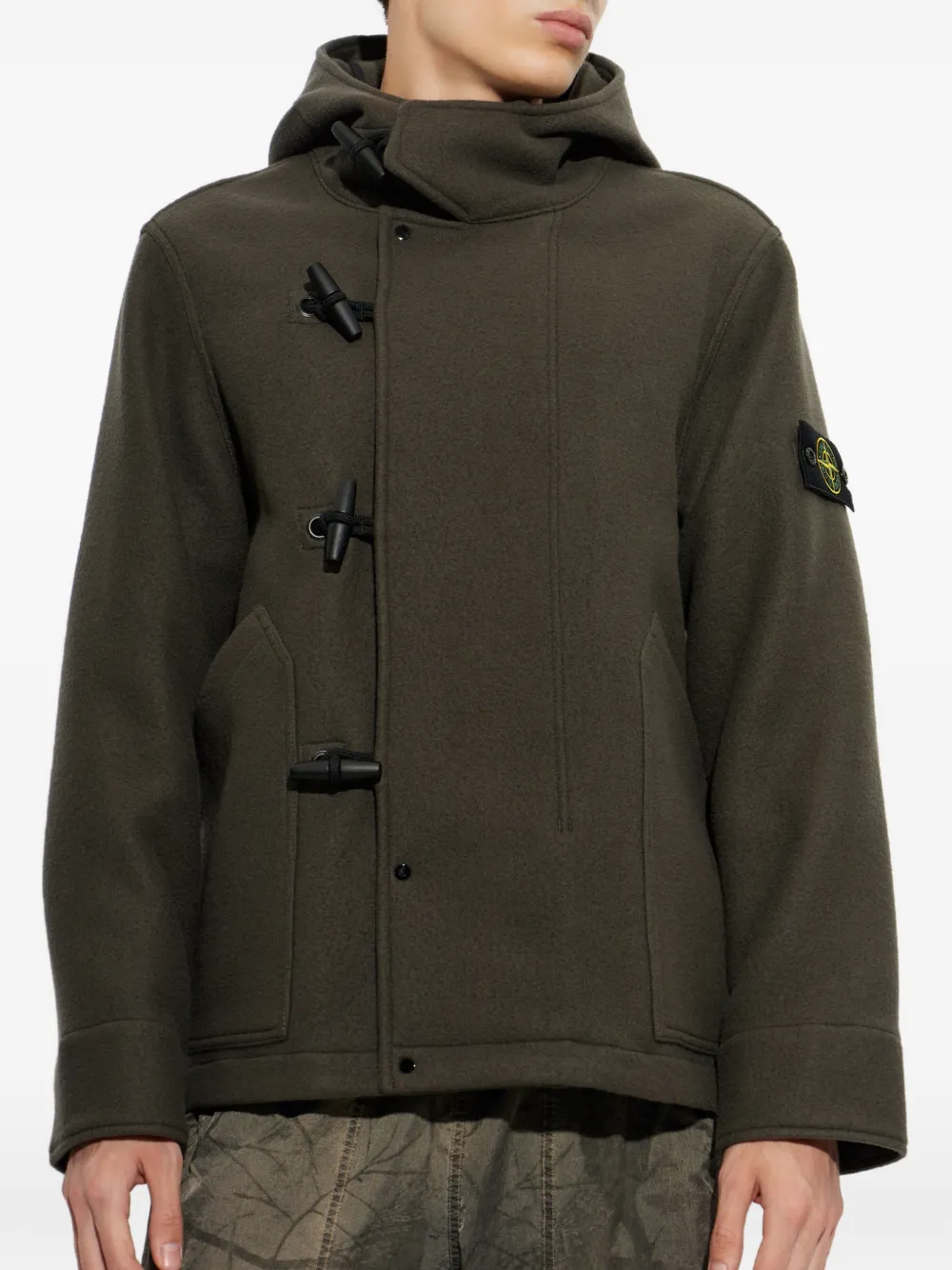 Stone Island Heavy Melton jack met capuchon Groen