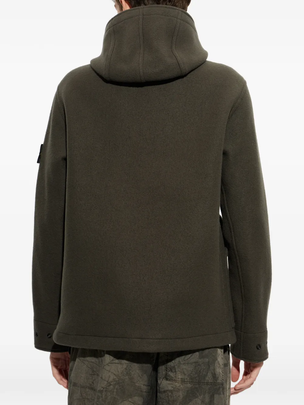 Stone Island Heavy Melton jack met capuchon Groen