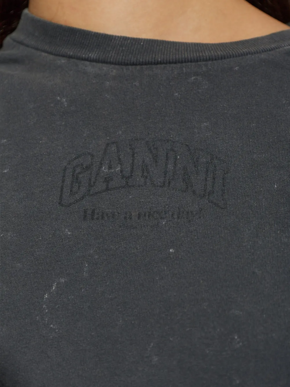 GANNI T-shirt met logoprint en gelaagde mouwen Grijs