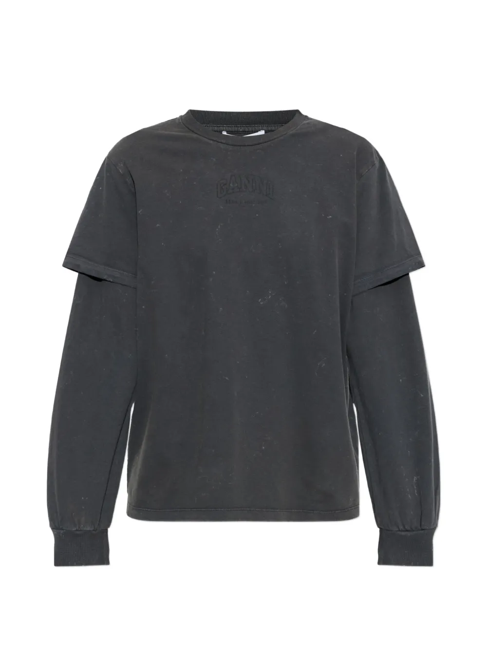 GANNI logo-print layered-sleeve T-shirt