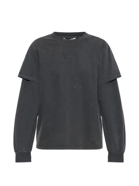 GANNI logo-print layered-sleeve T-shirt