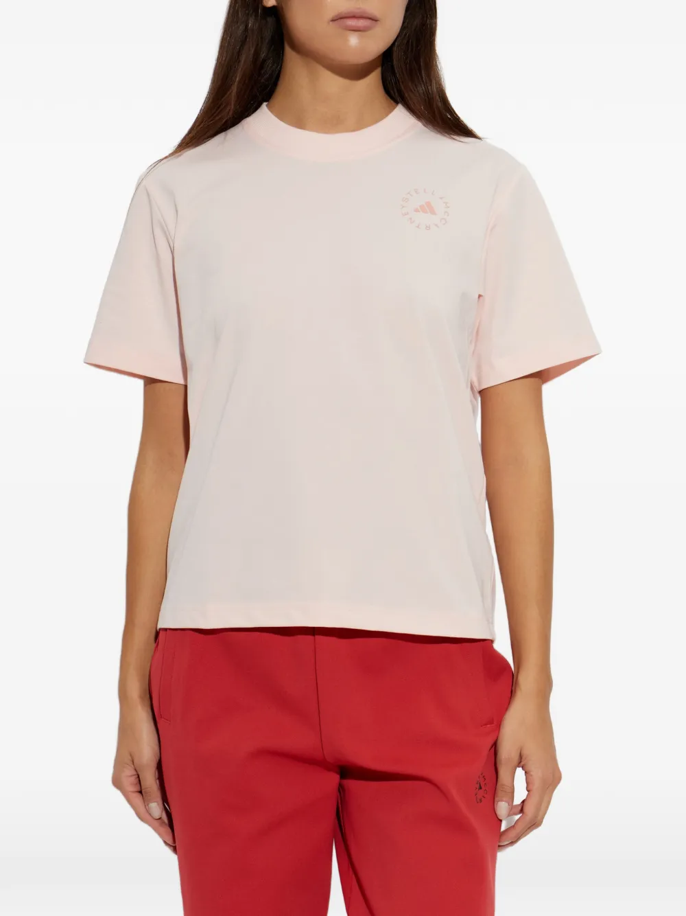 adidas by Stella McCartney x Stella McCartney T-shirt met logo-print Roze