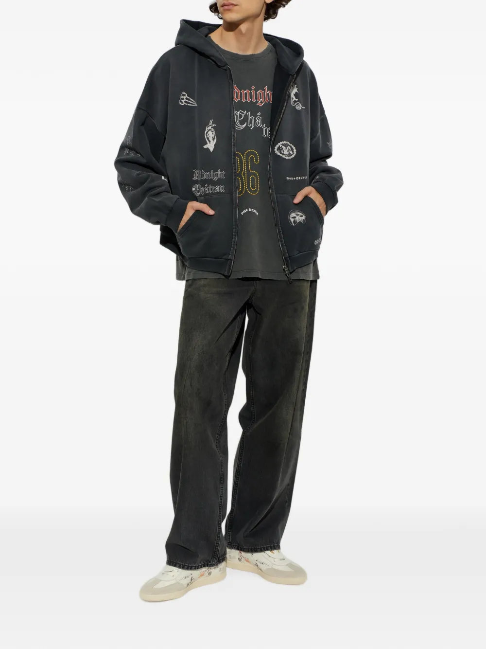 DUKE & DEXTER Hoodie met grafische print Zwart