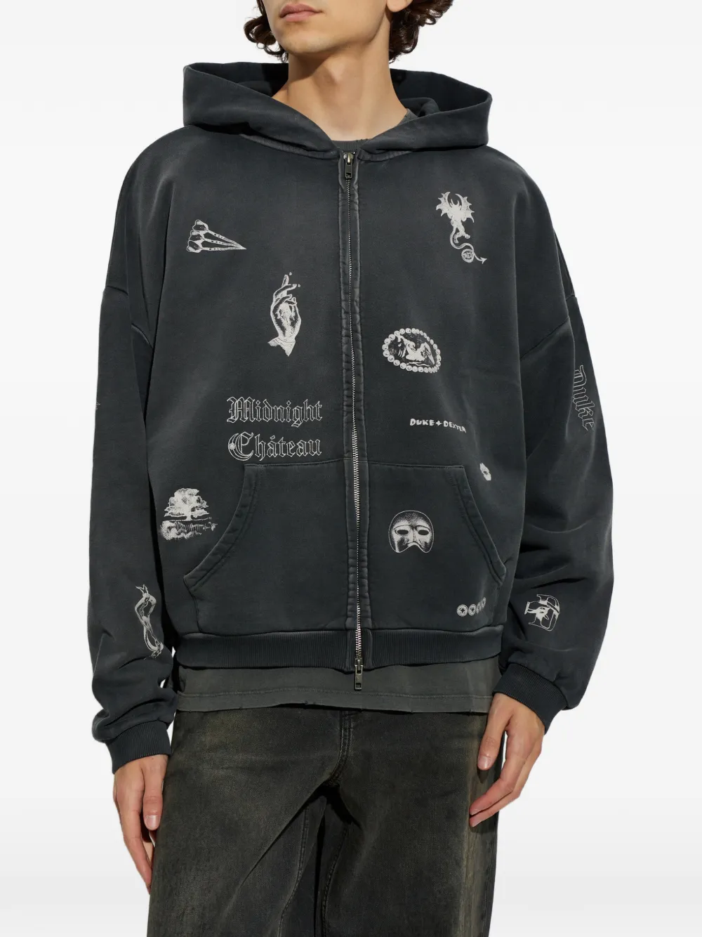 DUKE & DEXTER Hoodie met grafische print Zwart