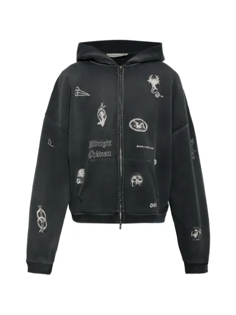 DUKE & DEXTER graphic-print zip-up hoodie