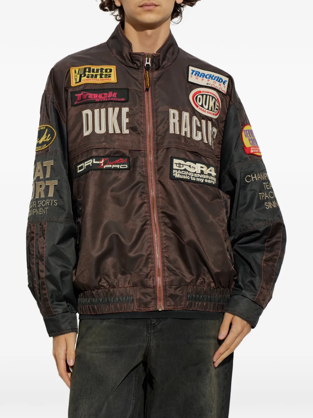 DUKE & DEXTER DR4 bomberjack verfraaid met patch Bruin