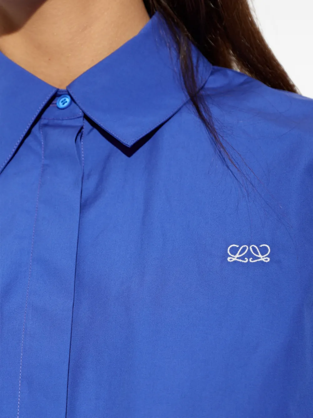 LOEWE Cropped blouse met Anagram-borduurwerk Blauw