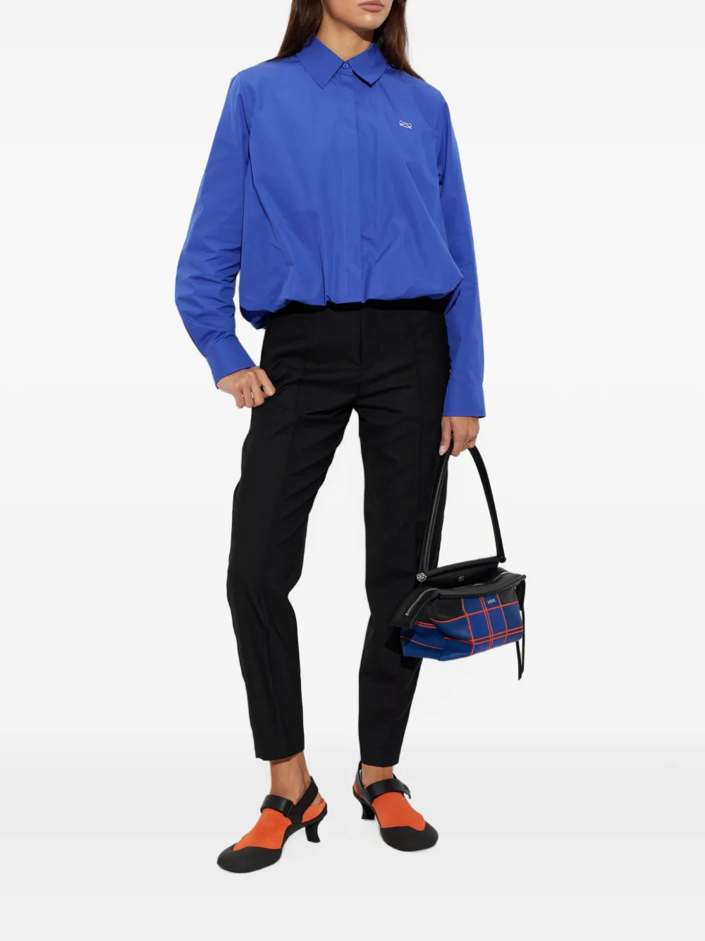 LOEWE Cropped blouse met Anagram-borduurwerk Blauw