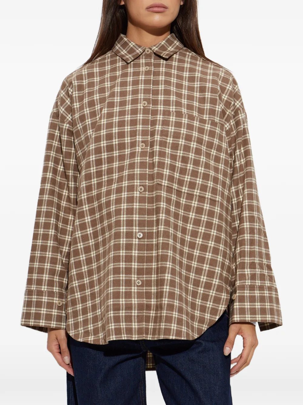By Malene Birger Derris geruite blouse Bruin