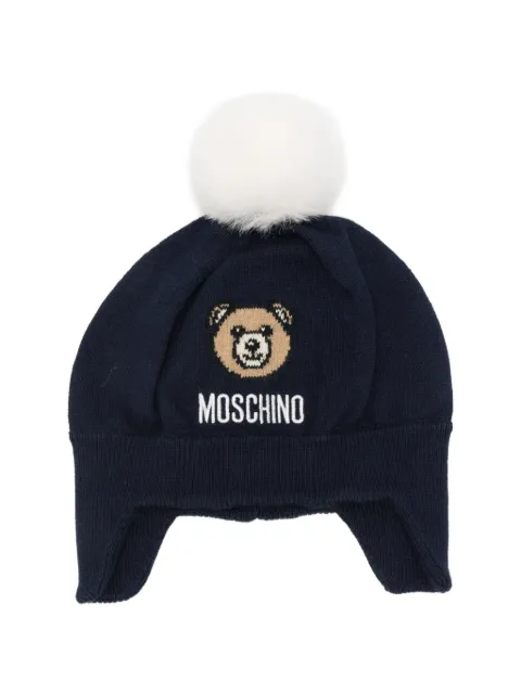 Moschino Kids Teddy Bear pom-pom beanie hat