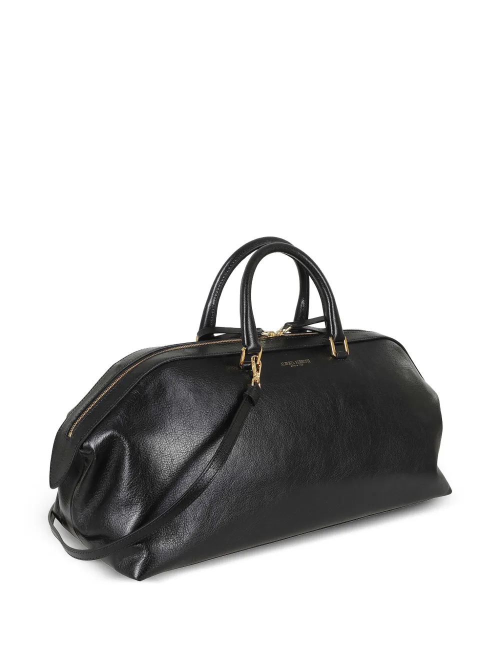 Alberta Ferretti Alice leren shopper met logo-print Zwart