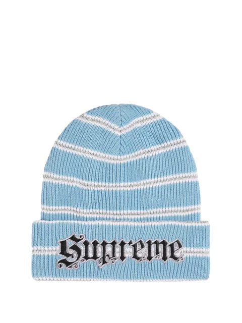 Supreme metallic-stripe beanie hat