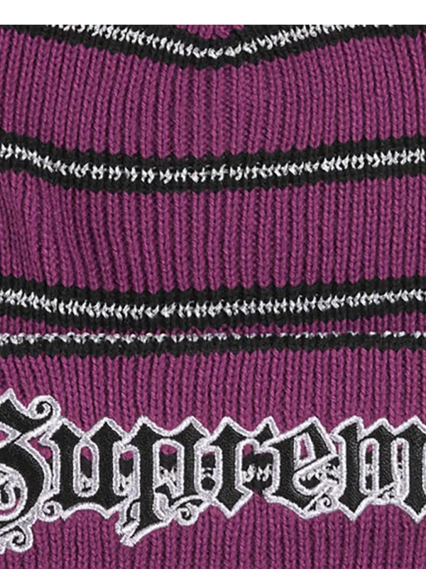 Supreme metallic-stripe Beanie Hat | Purple | FARFETCH