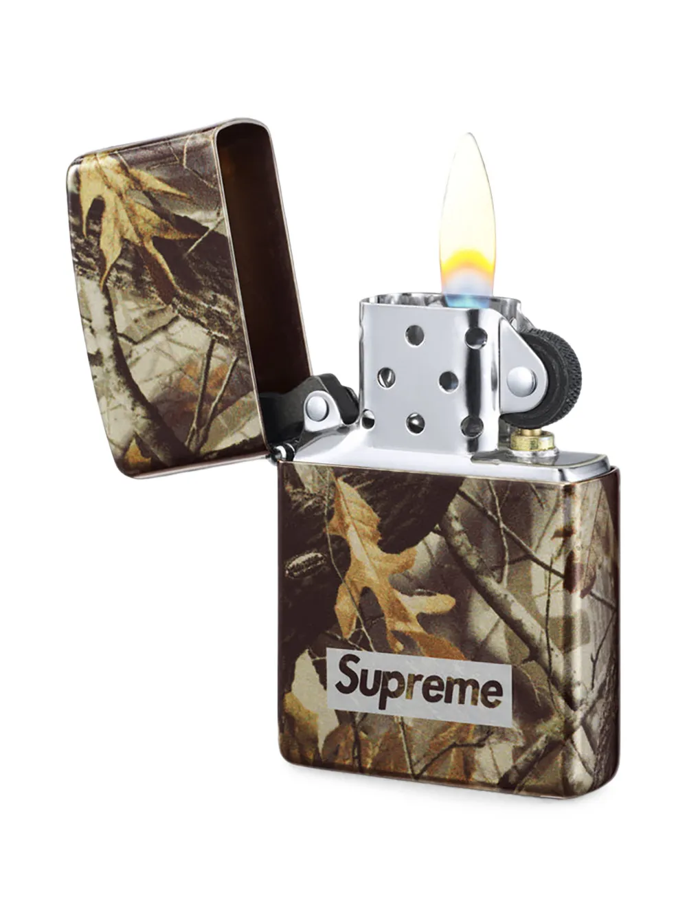 Supreme Realtree Hardwood Camo Zippo-aansteker met logo-print Bruin