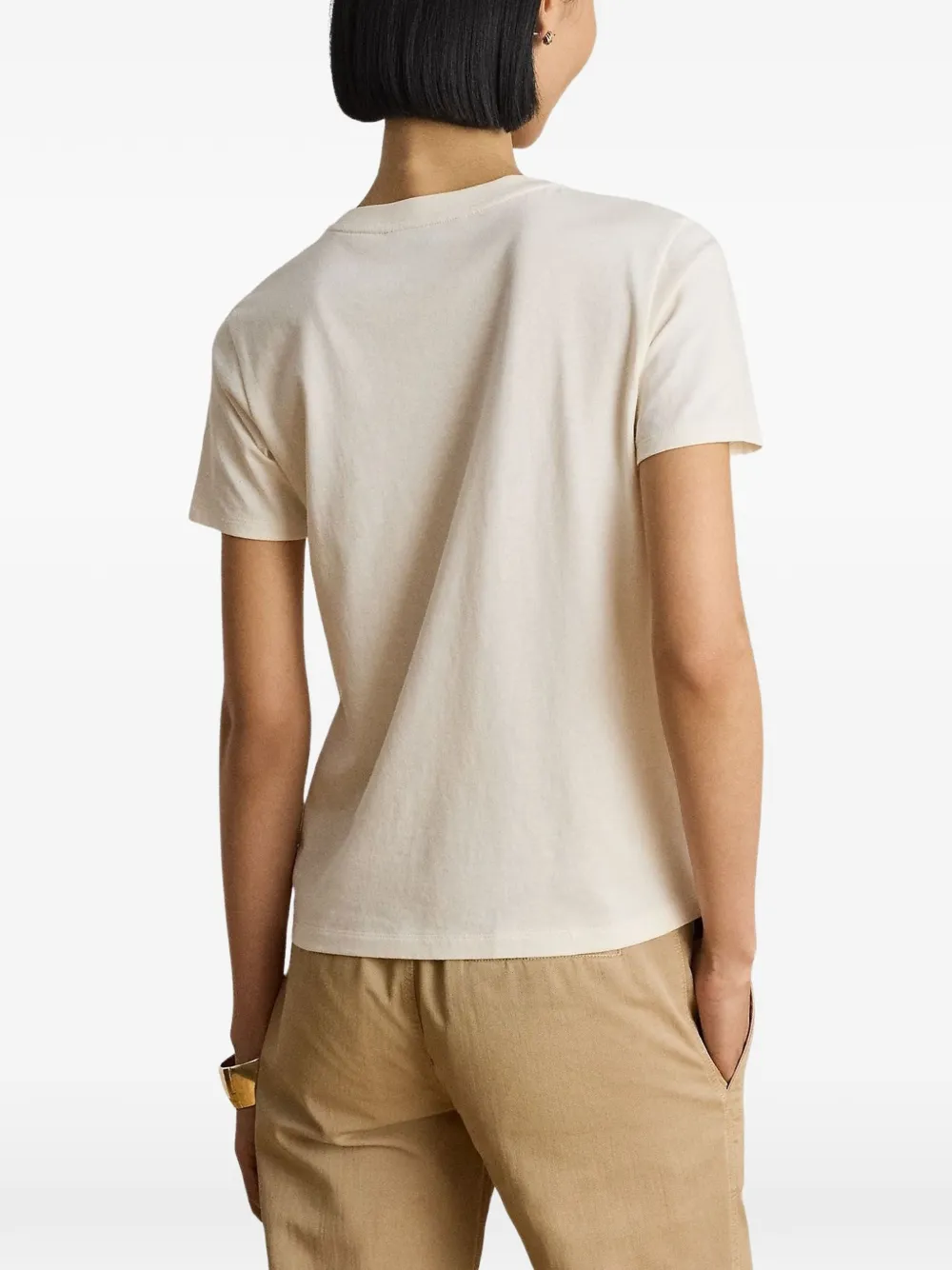 Lauren Ralph Lauren T-shirt met geborduurd logo Beige